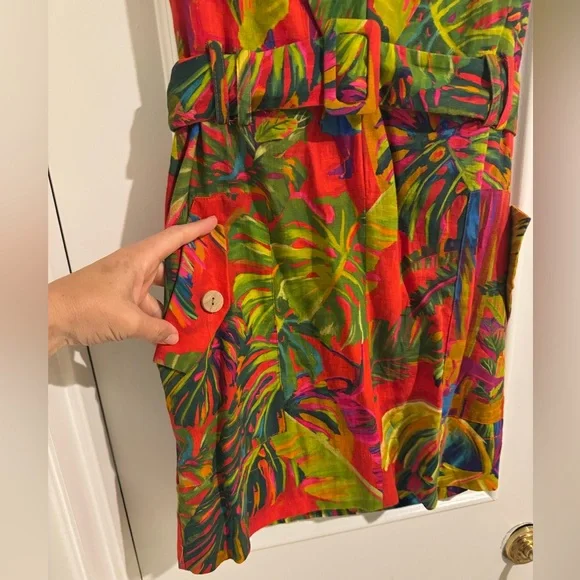 FARM Rio Red and Green Women’s Mini Dress with Tropical Print - Picture 4 of 8